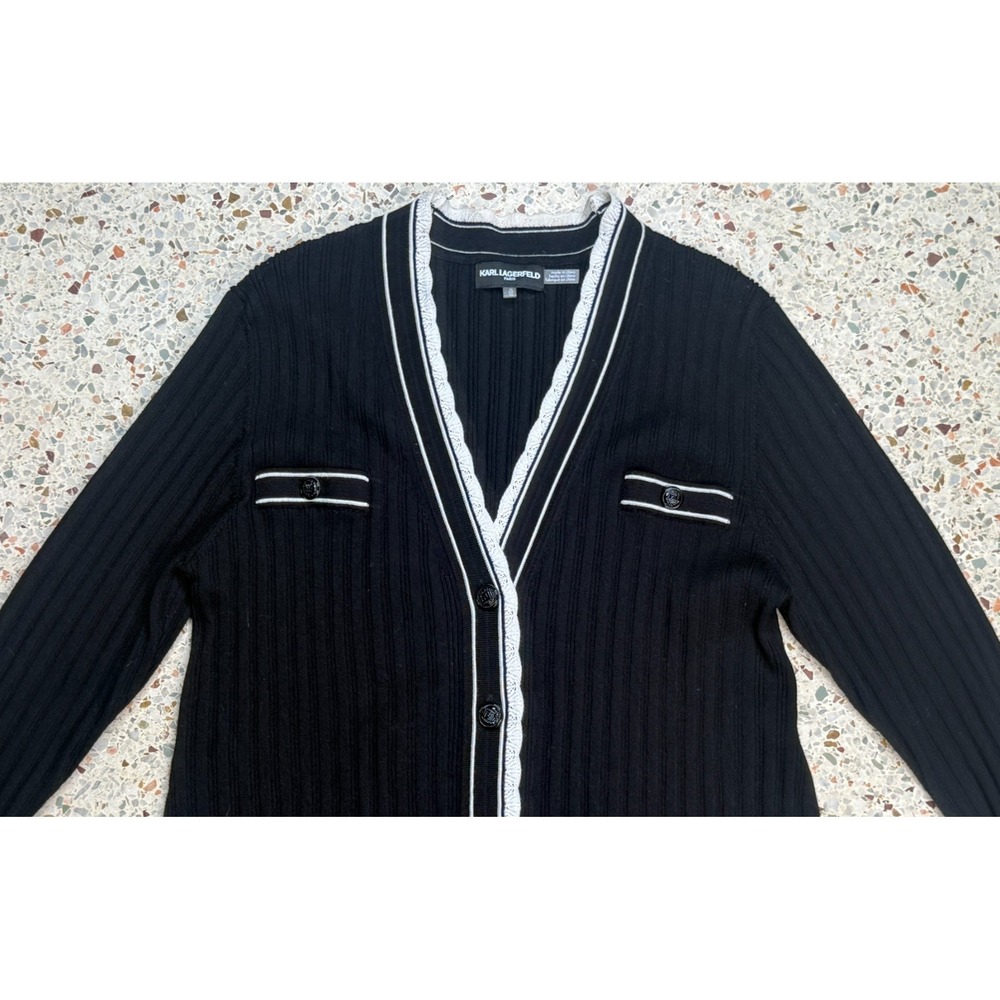 Karl Lagerfeld Paris Women's Button Up Long Sleeve Cardigan Sweater Size XL - Picture 3 of 8